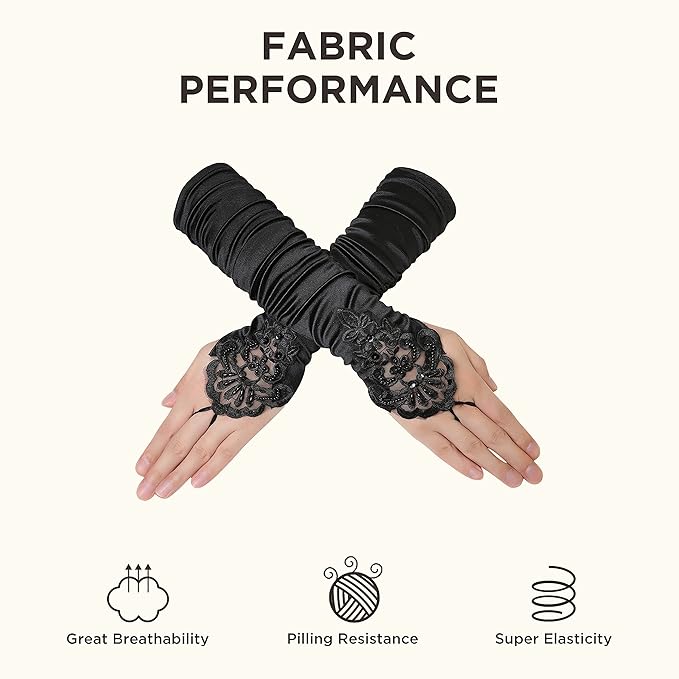 ถุงมือออกงาน สีดำ แบบยาว black glove
