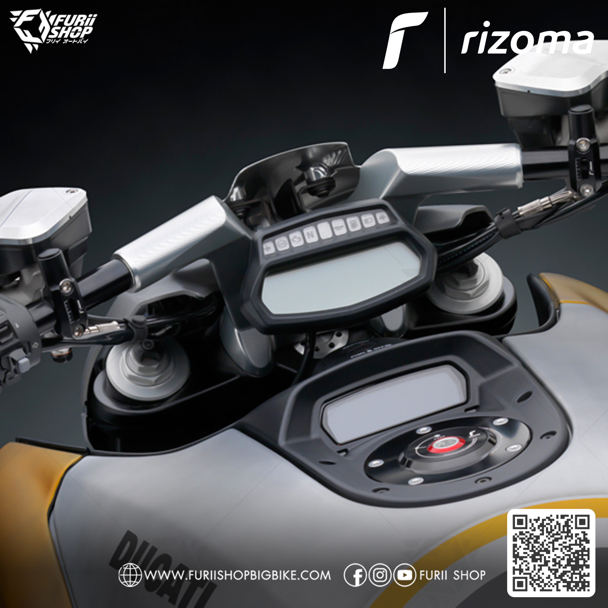 ชุดติดตั้งชิลด์ Rizoma Windshield Mounting kit : for Ducati Diavel 2011-2018