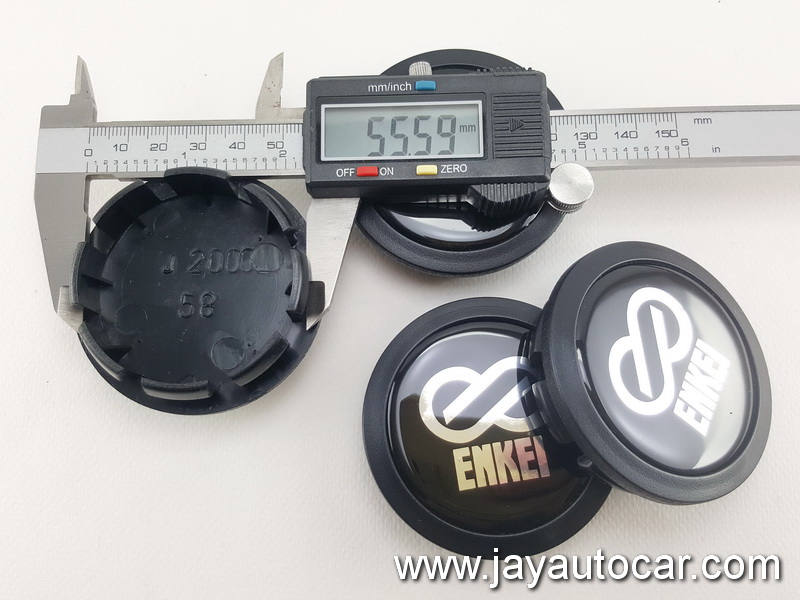 ฝาล้อรถยนต์ สำหรับ ล้อแม็ก สติ๊กเกอร์เรซิ่น ENKEI สีดำ ขนาด 58 มิล 1ชุด 4ชิ้น 58mm.