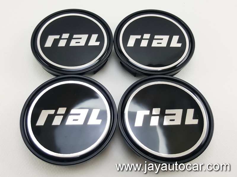 ฝาล้อรถยนต์ Logo Rial สำหรับ ล้อแม็ก สติ๊กเกอร์เรซิ่น Rial สีดำ ขนาด 63.5 มิล 1ชุด 4ชิ้น 63.5mm.