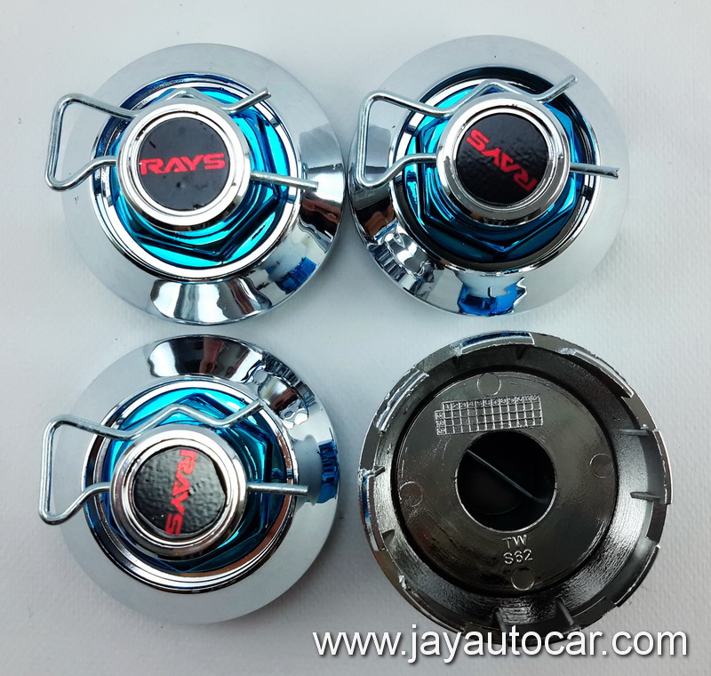ฝาล้อรถยนต์ แม็กแต่ง สำหรับ ล้อแม็ก RAYS สีโครเมี่ยม ขนาด 62 มิล 1ชุด 4ชิ้น สวยมาก 62mm.
