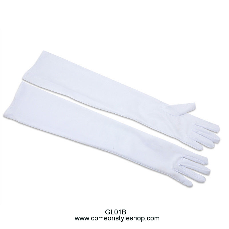 ถุงมือออกงาน แบบยาว 21 นิ้ว ถุงมือเจ้าสาว ผ้าซาติน เรียบหรู วินเทจสไตล์ Long gloves satin wedding bridal