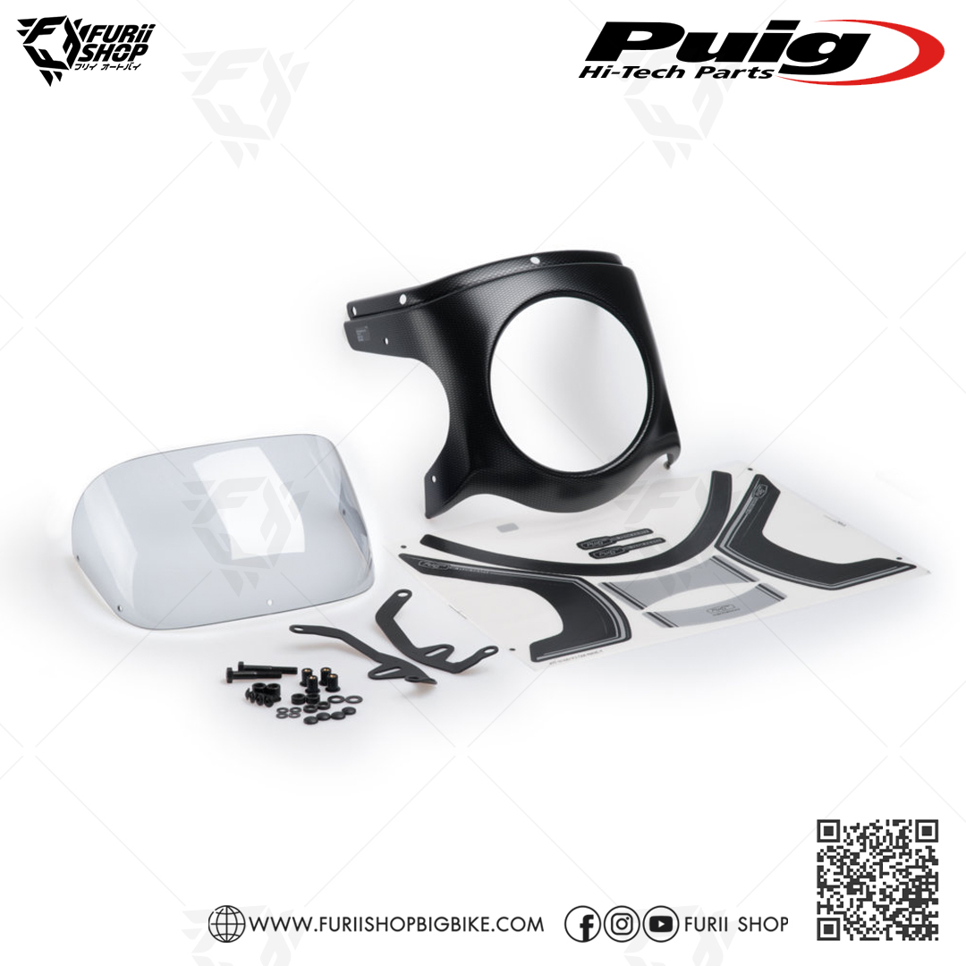 ชิลด์หน้า Puig Windshield Retro Semi Fairing Carbon : for Yamaha XSR900 2017-2020