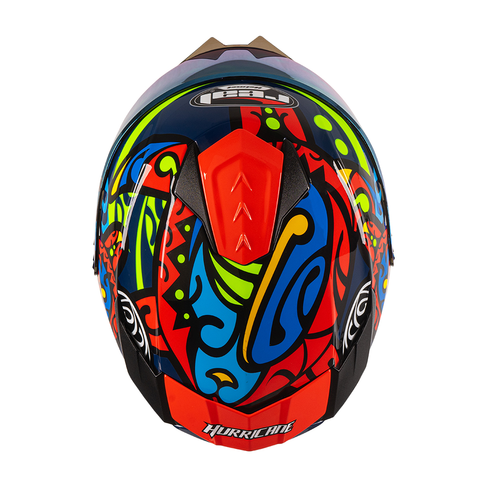 หมวกกันน็อคเต็มใบ หมวกกันน็อค Real Helmets รุ่น Hurricane Maori สีน้ำเงิน-แดง