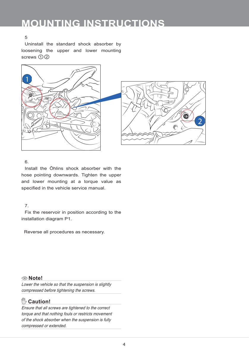 โช๊คหลัง OHLINS KA738 FOR Kawasaki Z650 2017-2018