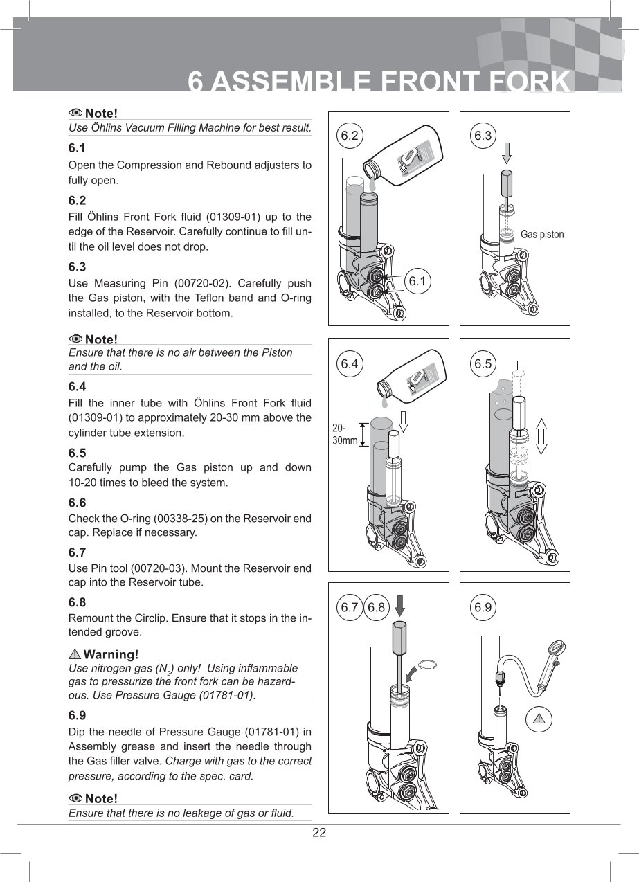 โช้คหน้า OHLINS FGR300 FOR Universal FGR 300 Superbike 750mm All