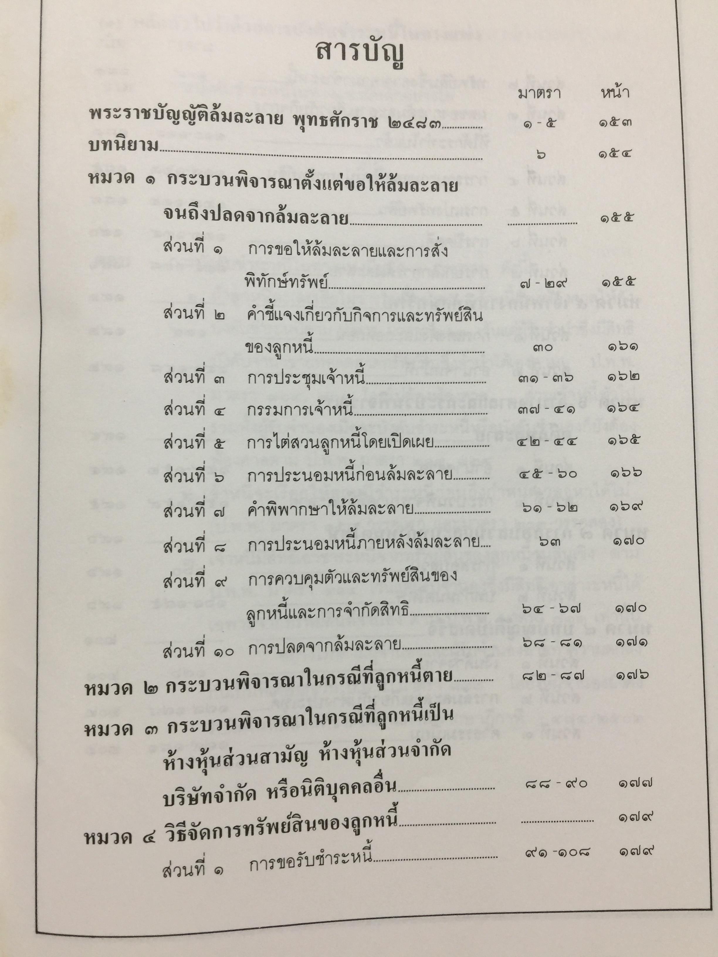 ปัญหาล้มละลายในภาคปฎิบัติ (คำถาม-คำตอบ) พร้อมด้วยพระราชบัญญัติล้มละลายฯแก้ไขเพิ่มเติม 2526 ผู้เขียนอาจารย์ทวี กสิยพงศ์ 1 กก.