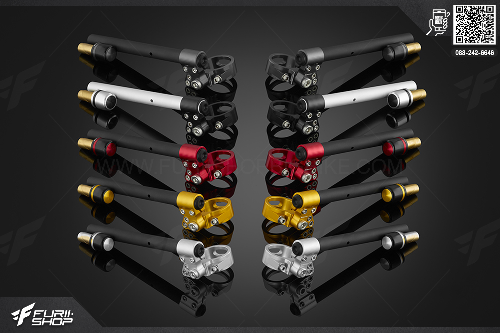 ชุดแฮนด์จับโช๊ค+ปลายแฮนด์พร้อมทองเหลืองถ่วงน้ำหนัก Bikers Honda CBR650R