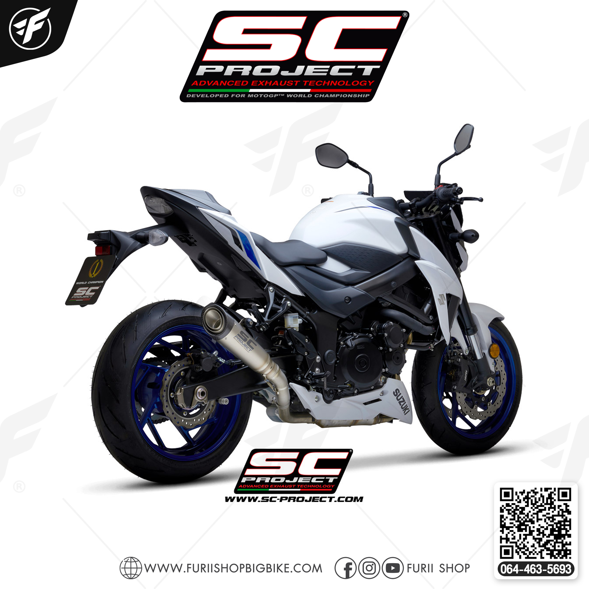 SUZUKI GSX-S 750 (2017 - 2020) S1 Muffler, Titanium, with Carbon fiber end cap