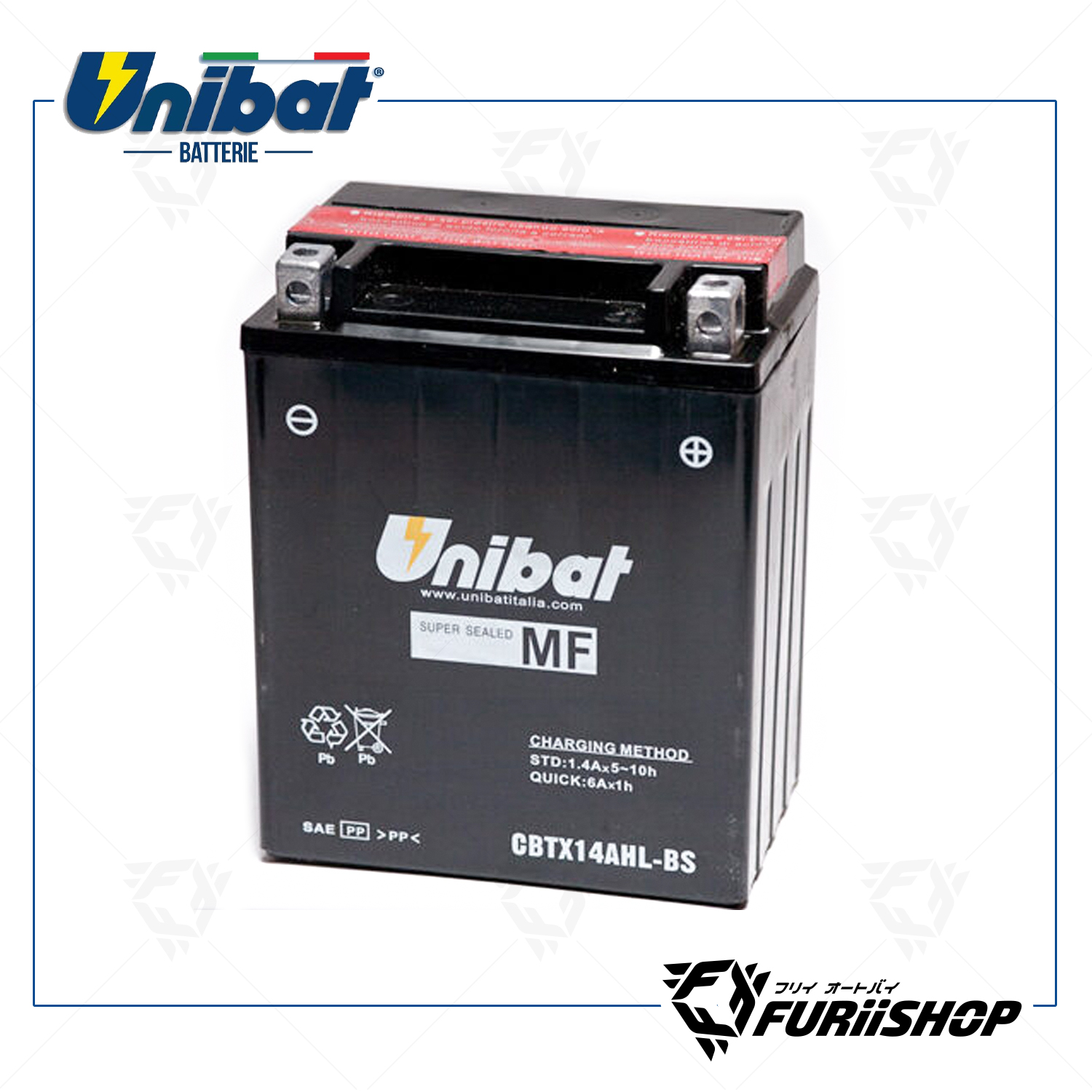 แบตเตอร์รี่รถมอเตอร์ไซต์ Unibat Battery MF Series CBTX14AHL-BS For ROYAL ENFIELD