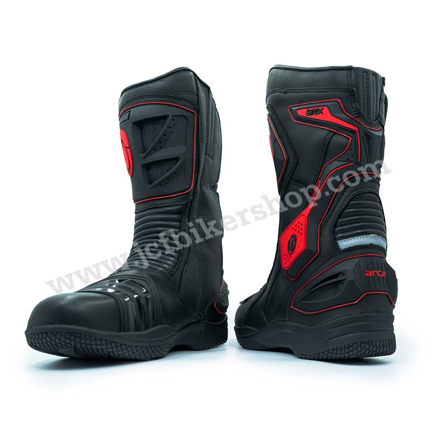 รองเท้าขี่มอเตอร์ไซค์ รองเท้าขับมอไซ รองเท้าขับbigbike รองเท้าARCX L60566 Black/Red วัสดุหนังวัวแท้+กันน้ำได้ดี