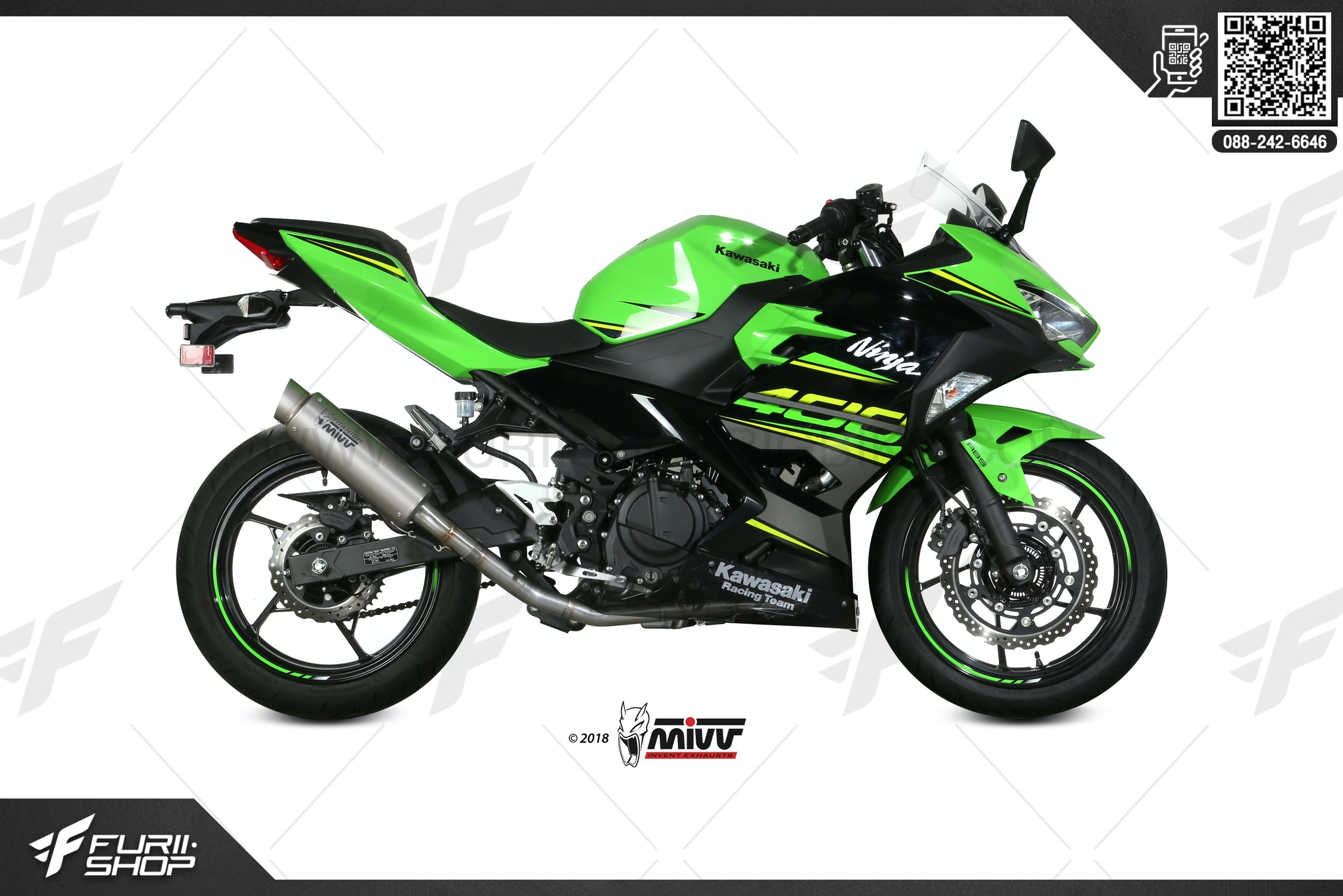 ท่อมอเตอร์ไซค์ MIVV ON-KAT PIPE FOR KAWASAKI NINJA 400 2018+ท่อแต่ง ท่อสูตร ท่อบิ๊กไบค์ ท่อBigbike ท่อไอเสีย
