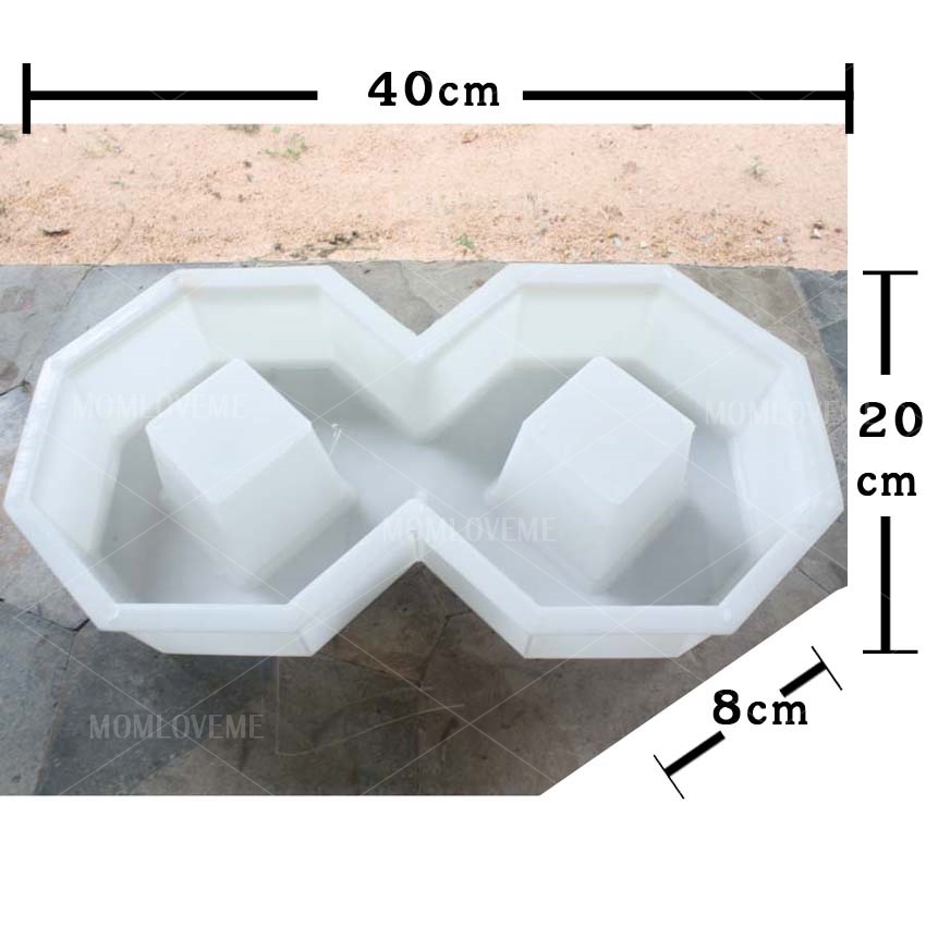 แม่พิมพ์บล็อคคอนกรีต ลาย8เหลี่ยม ขนาด 40x20x8 cm