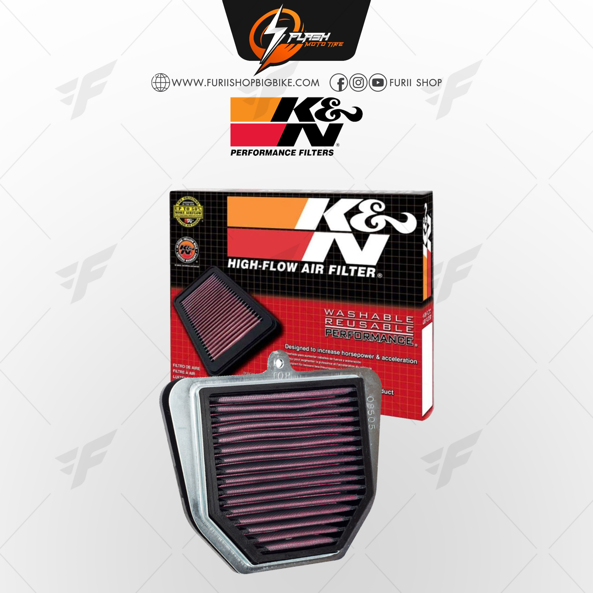 กรองอากาศ K&N สำหรับ YAMAHA