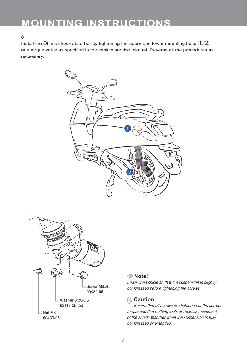 โช๊คหลังแต่ง Ohlins HO349 For Honda Giorno+ 125 ปี 2023-2024