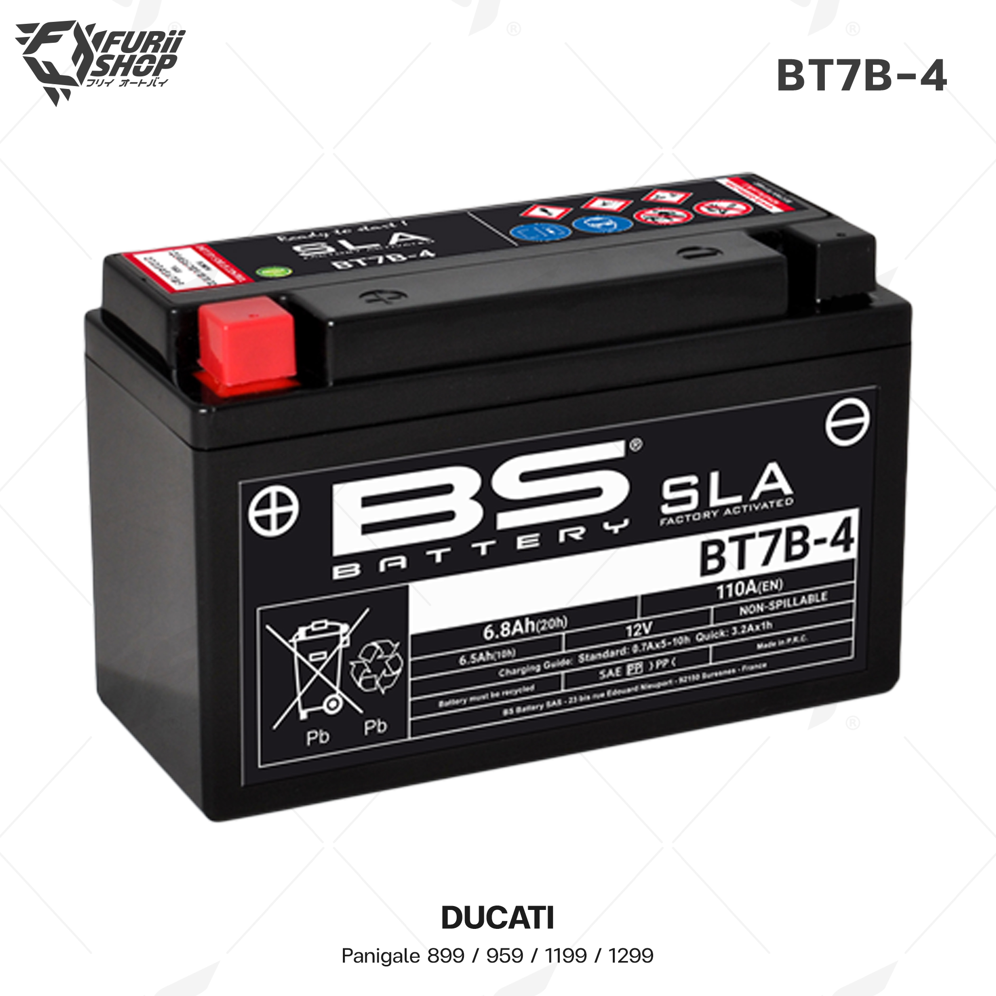 BS Battery รุ่น BT7B-4 (FA) SLA FOR DUCATI Panigale 899 / 959 / 1199 / 1299