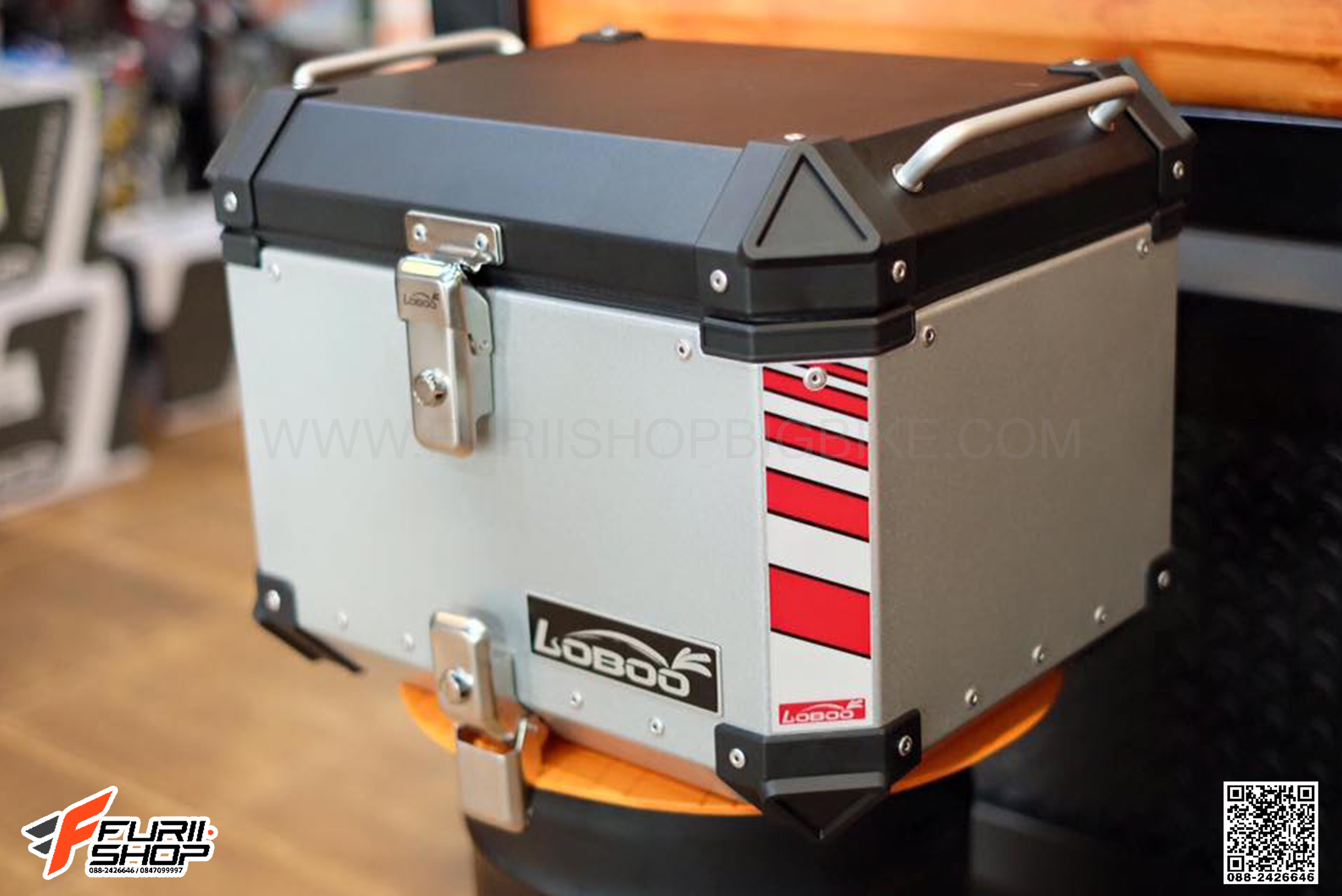 กล่องบน LOBOO PIKE TRACKER 45L สีเงิน 1ใบ พร้อมชุดยึดบน FOR BMW R1200GS