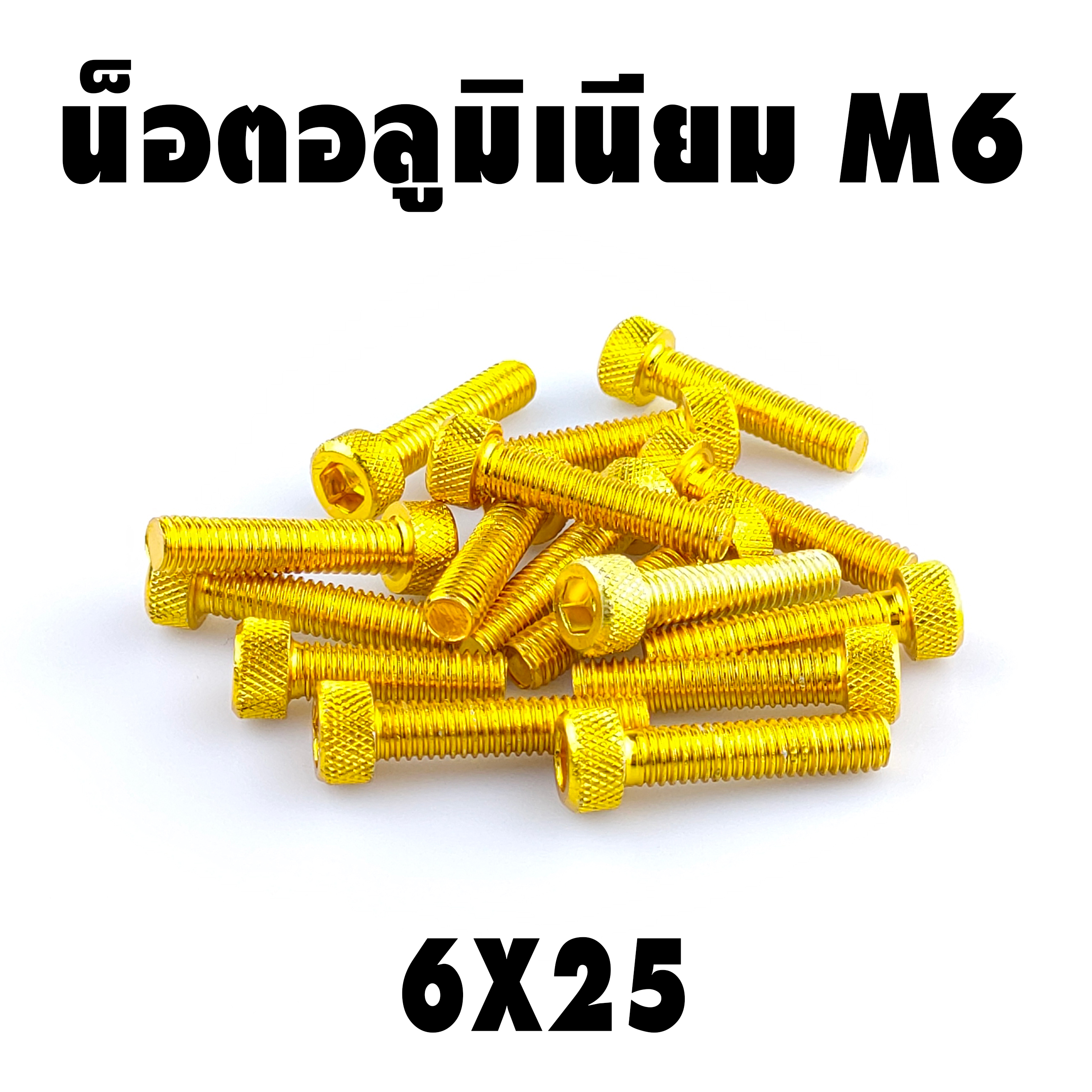 น็อตแต่ง อลูมิเนียม 6*25 (เบอร์ 10) ชุดละ 10 ตัว ราคา 100 บาท