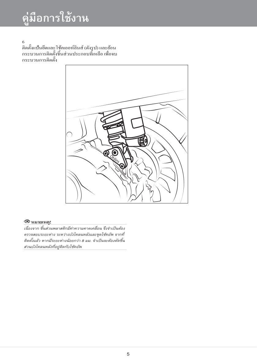 โช๊คหลังแต่ง Ohlins PI802 For Vespa Sprint 125 ABS ปี 2016-2023