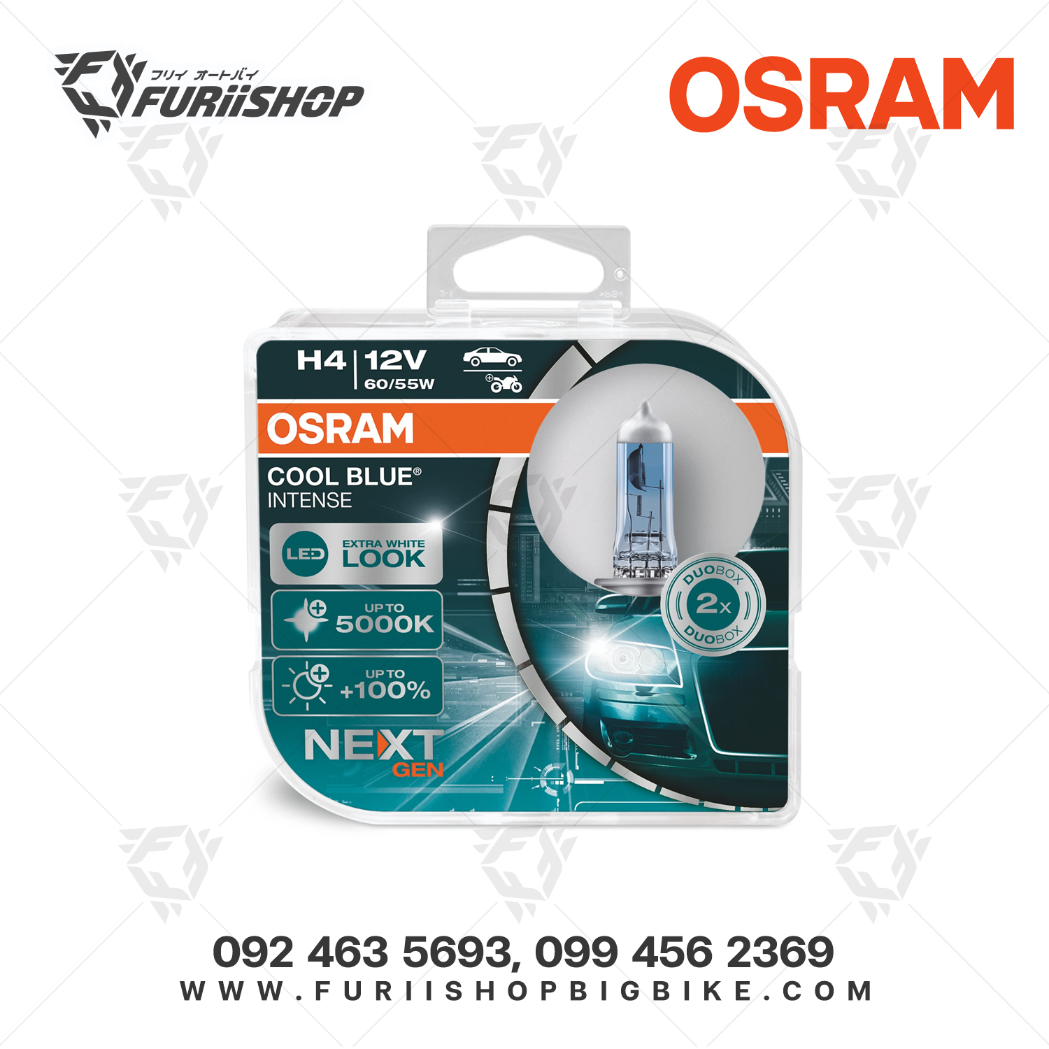 หลอดไฟ OSRAM Cool Blue Intense : 64193CBN-HCB H4 NextGen (CBN)