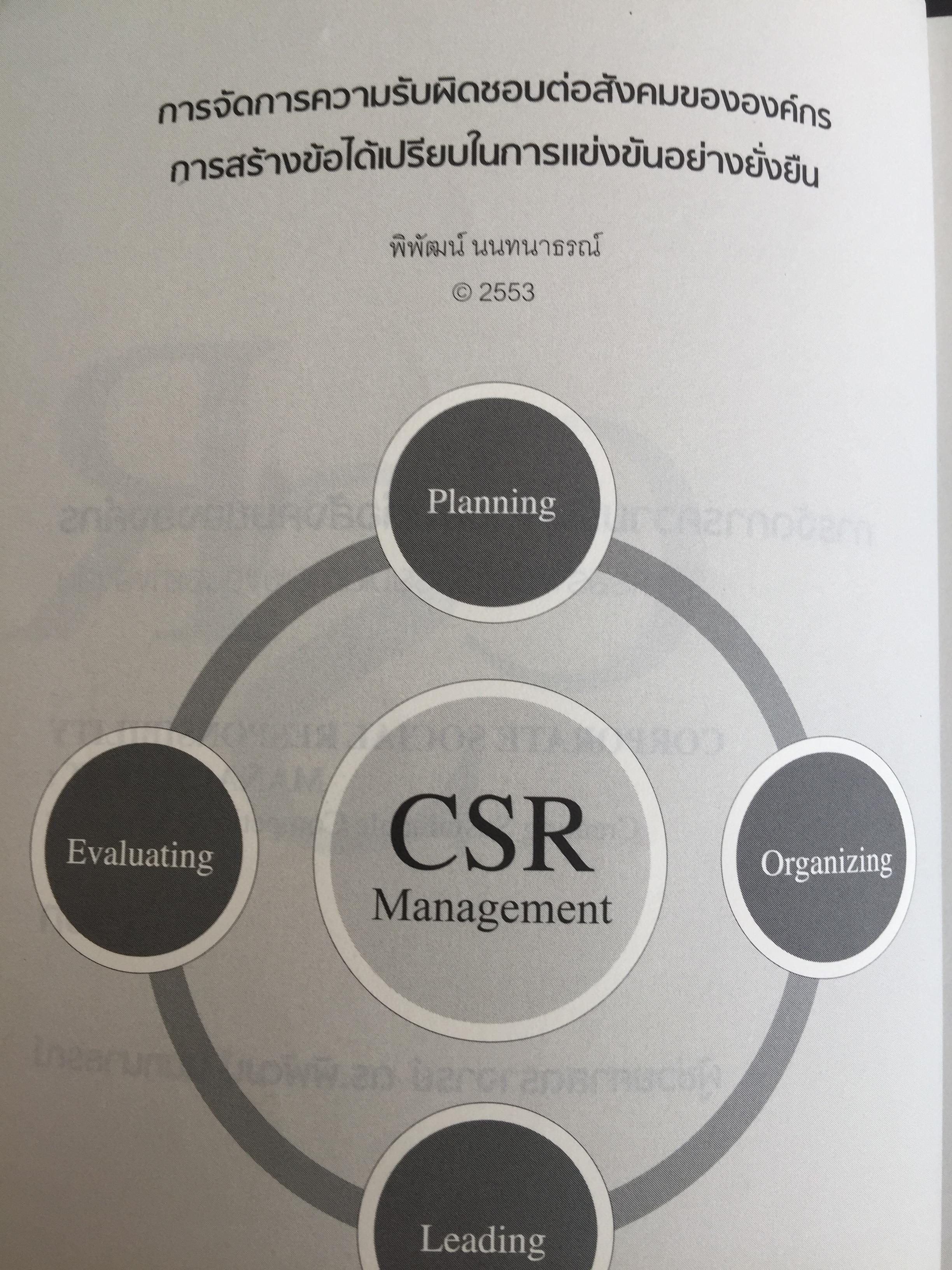 การจัดการความรับผิดชอบต่อสังคม ขององค์กร Corporate Social Responsibility Management การสร้างข้อได้เปรียบในการแข่งขันอย่างยั่งยืน. ผู้เขียน ผู้ช่วยศาสตราจารย์ ดร.พิพัฒน์ นนทนาธรณ์ 0 กก.