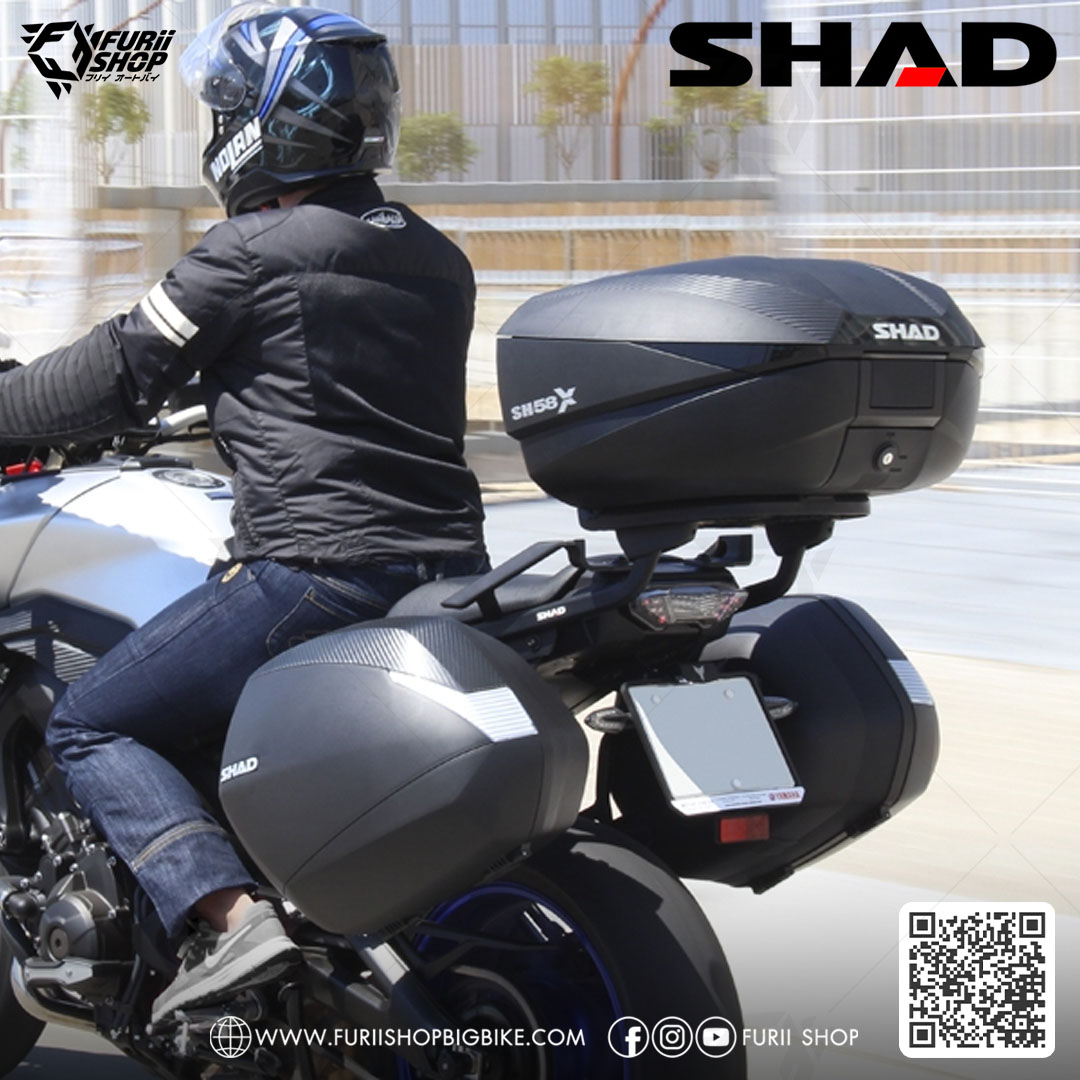 กล่องหลัง SHAD SH58X Carbon ขนาด 58 ลิตร (สามารถขยายได้ 3 ระดับความจุ)