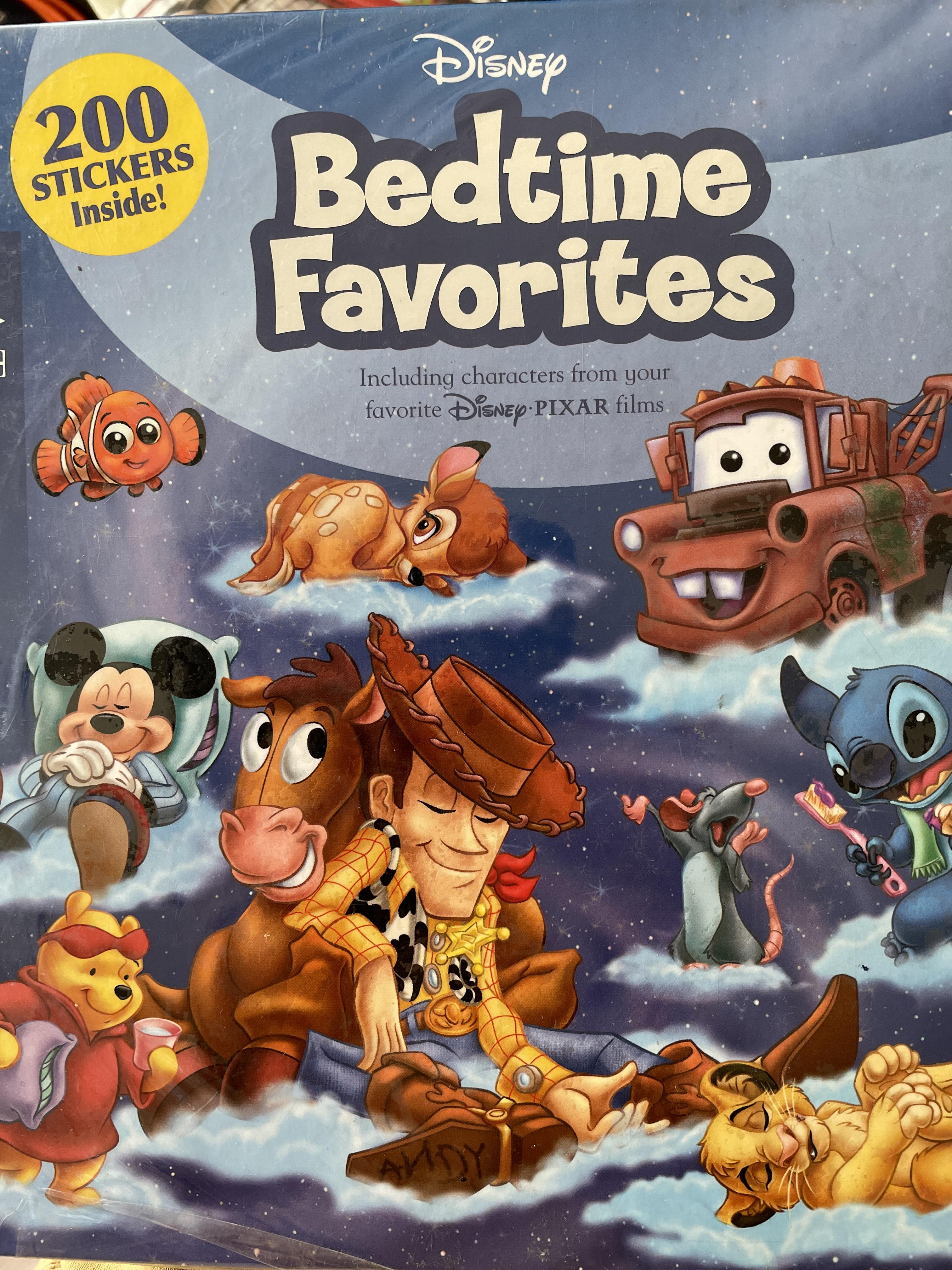 Bedtime Favorites. Including characters from. your favorite Disney Pixar. films. Disney. No. 200 Stickers. Inside 0 กก.