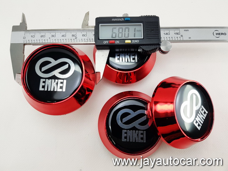 ฝาล้อรถยนต์ ฝาล้อแม็กซ์ สำหรับ ล้อแม็ก RPF1 เอ็นไก สติ๊กเกอร์เรซิ่น ENKEI สีแดง โครมเมี่ยม ขนาด 63 มิล 1ชุด 4ชิ้น