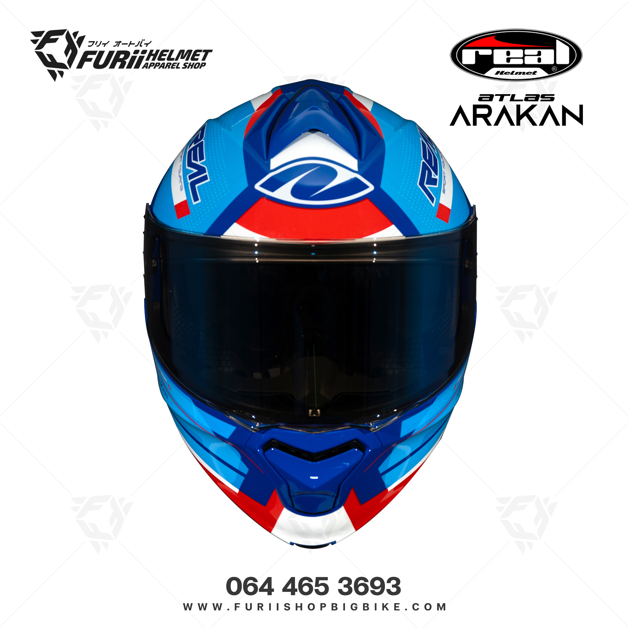 หมวกกนน็อคเต็มใบ Real Atlas Arakan : น้ำเงิน-แดง