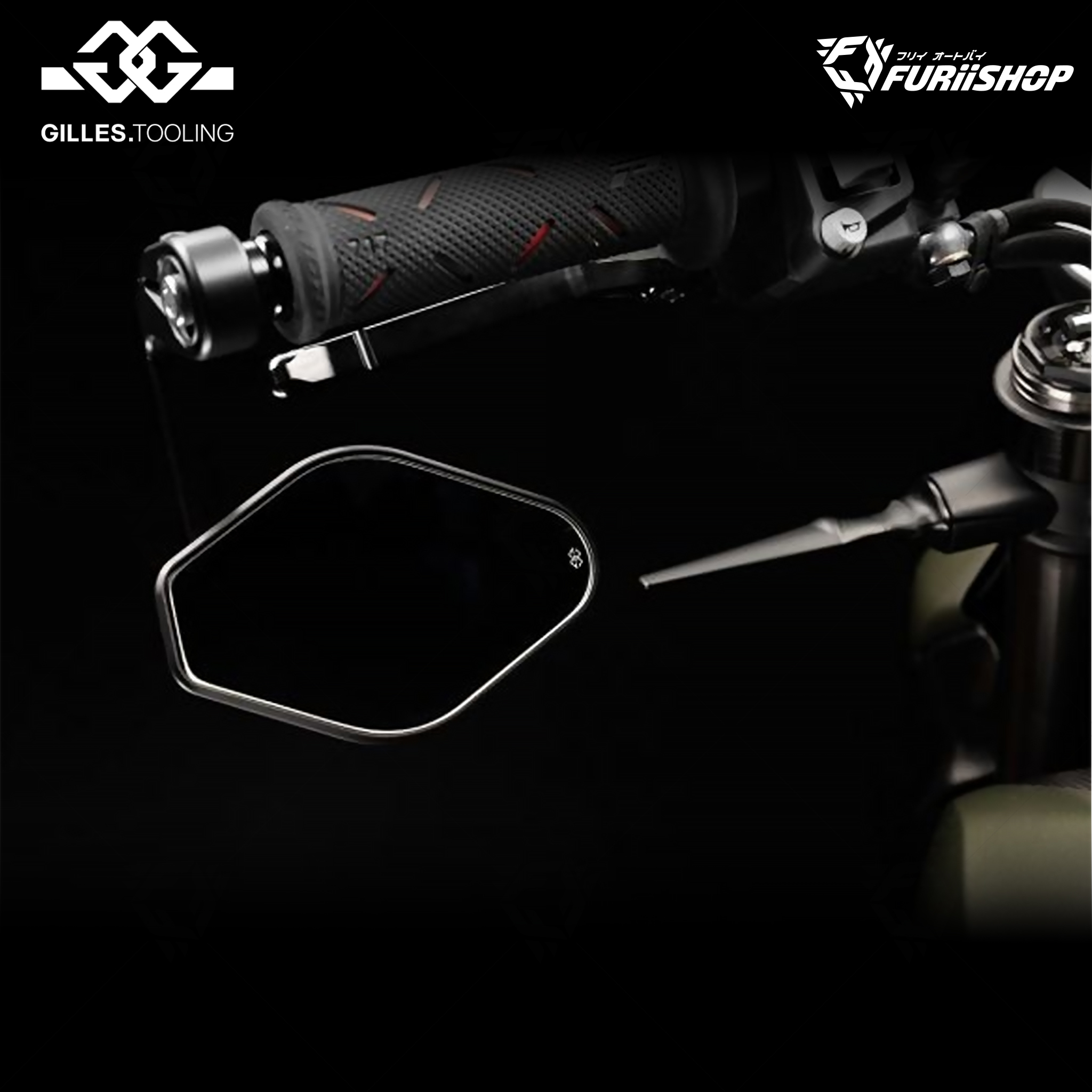 กระจกปลายแฮนต์ Gilles Tooling - Mirror Stratos / Round for Ducati Street Fighter V2 2022-2024