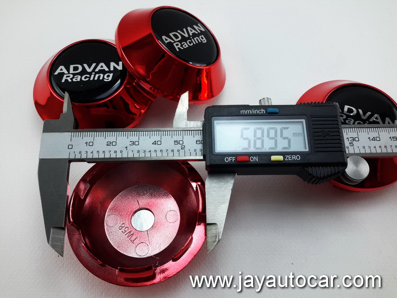 ฝาล้อรถยนต์ สำหรับ ล้อแม็ก สติ๊กเกอร์เรซิ่น ADVAN RACING สีแดง ขนาด 58 มิล 1ชุด 4ชิ้น