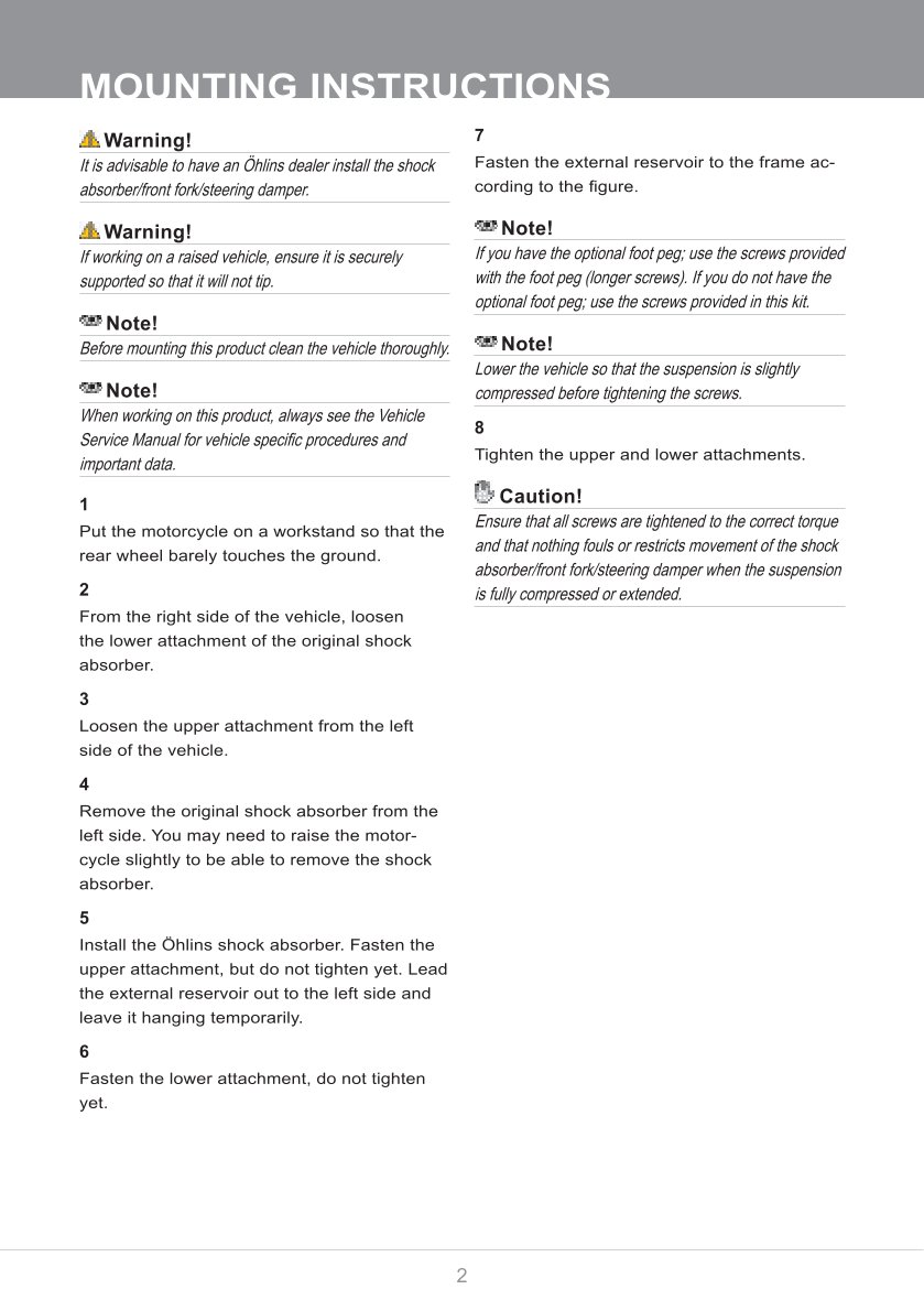 โช๊คหลังแต่ง Ohlins BM636 For BMW G 650 X Challenge ปี 2007-2009