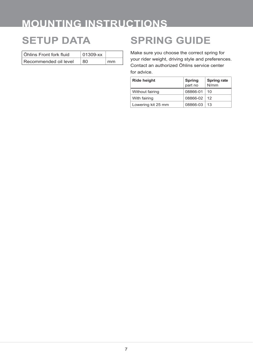 สปริงโช้คหน้า Ohlins FKC102 For Harley-Davidson Ultra Classic 2014-2016