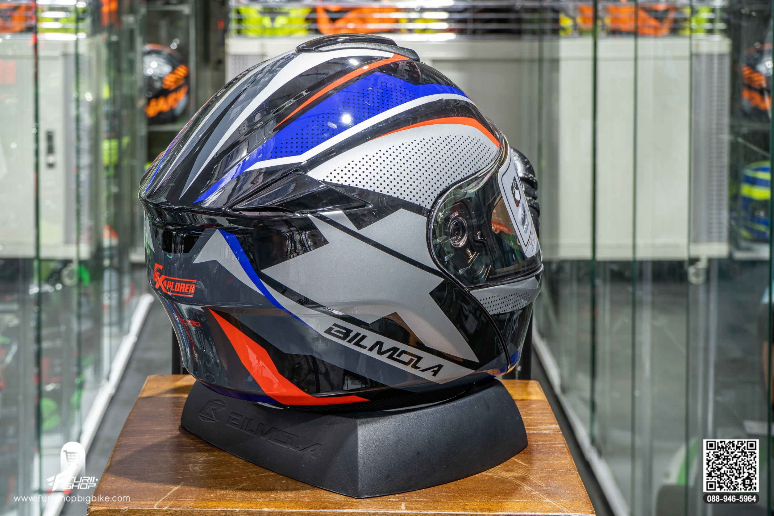 หมวกกันน็อค BIMOLA EXPLORER SX RED BLUE (GLOSSY)