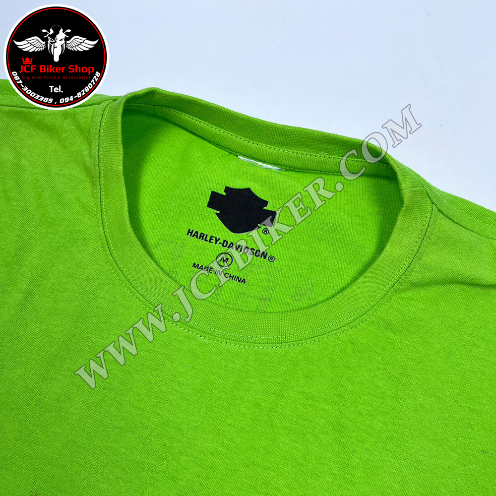 เสื้อยืดแขนสั้น H-D ลายกระโหลกตา เขียวอ่อน M