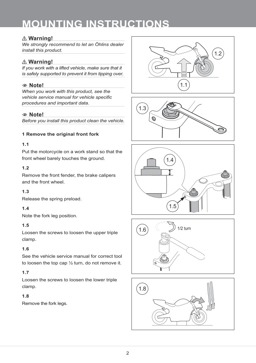 สปริงโช้คหน้า Ohlins FGK206 For Kawasaki ZX-6R (600cc) 2009-2016