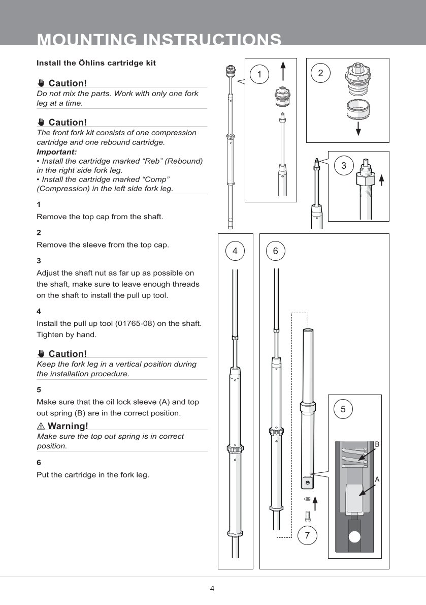 สปริงโช้คหน้า Ohlins FKS202 For Kawasaki Z300 (ER300) 2013-2017