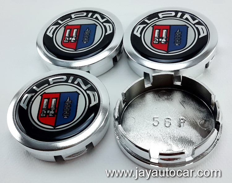 ฝาล้อรถยนต์ ALPINA สำหรับ ล้อแม็ก สติ๊กเกอร์ ALPINA สีเงิน ขนาด 56 มิล 1ชุด 4ชิ้น 56mm.