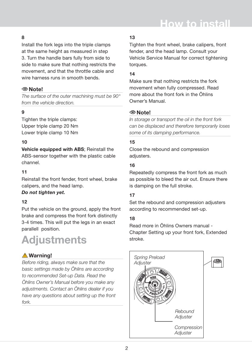 โช้คหน้า OHLINS FGRT301 FOR Universal All All