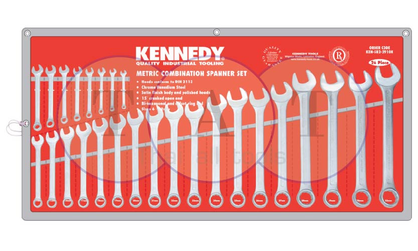 ชุดประแจแหวนข้างปากตาย 6-32mm 26ชิ้น/ชุด CHROME VANADIUM COMBINATION SPANNER KENNEDY