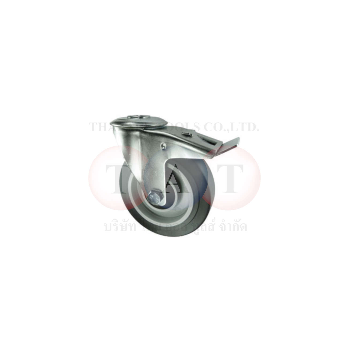 Atlas Workholders.BRAKED SWIVEL BOLT HOLE 1 00mm GREY RUBBER TYRE