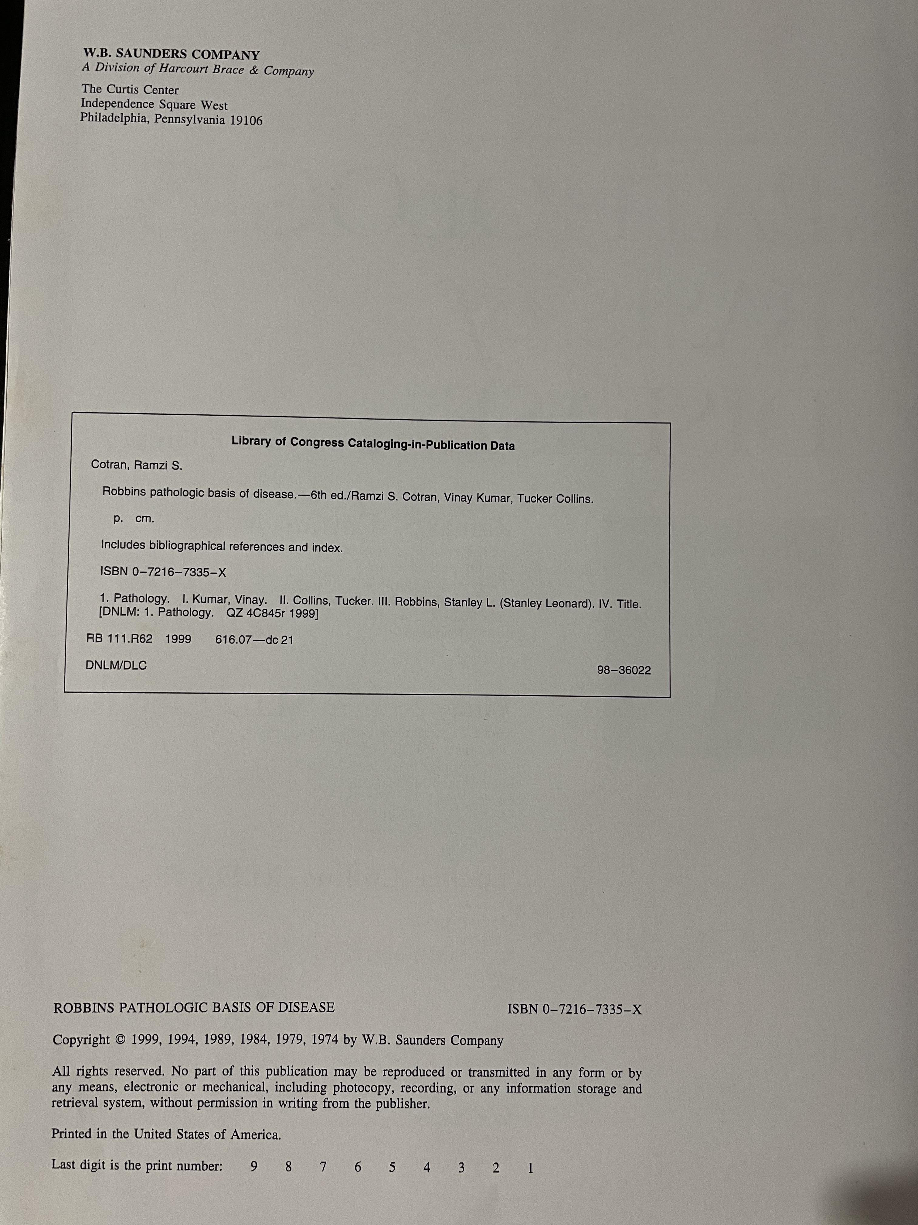 PATHOLOGY. BASIC of DISEASE. ผู้เขียน COTRAN • KUMAR • COLLINS. sixth Edition. 0 กก.