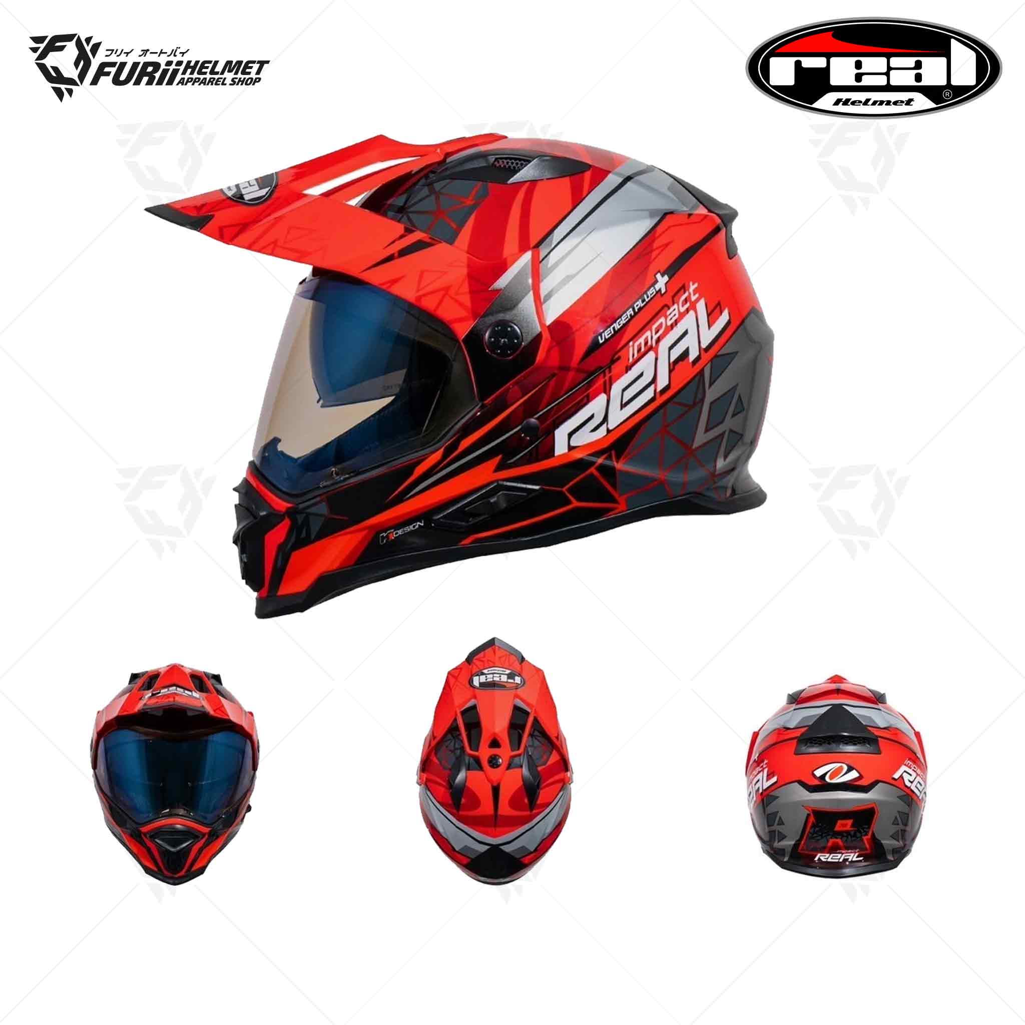 หมวกกันน็อค Real Venger plus Impact Red