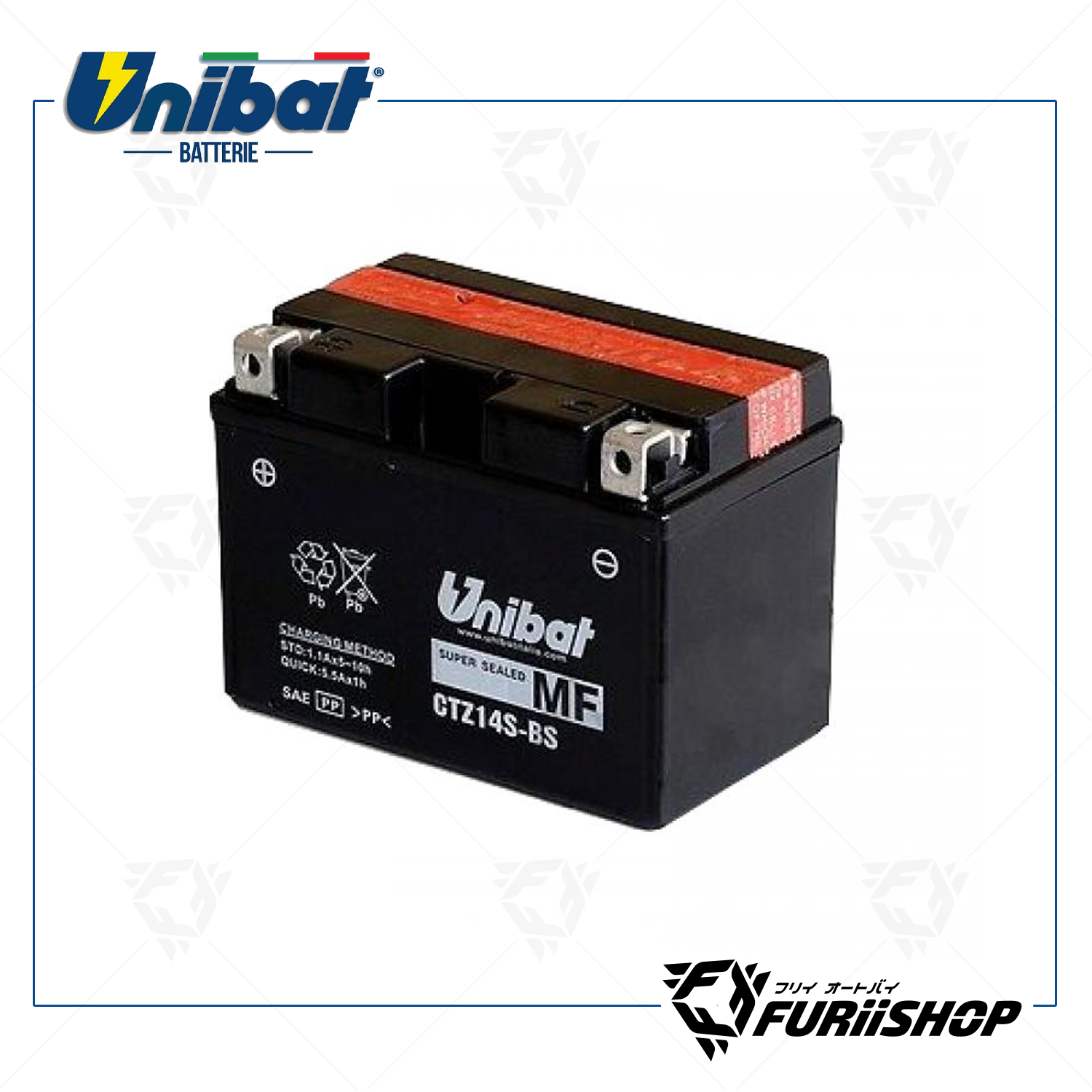 แบตเตอร์รี่รถมอเตอร์ไซต์ Unibat Battery MF Series CTZ14S-BS For BMW , Honda , KTM