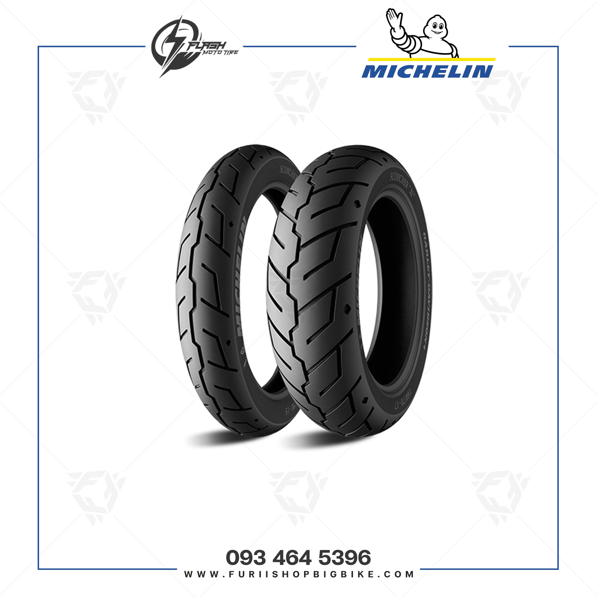ยางมอเตอร์ไซค์บิ๊กไบค์ MICHELIN SCORCHER 31 130/60 B 19 M/C 61H SCORCHER 31 F TL/TT ยางบิ๊กไบท์ ยางBigbike Mototire