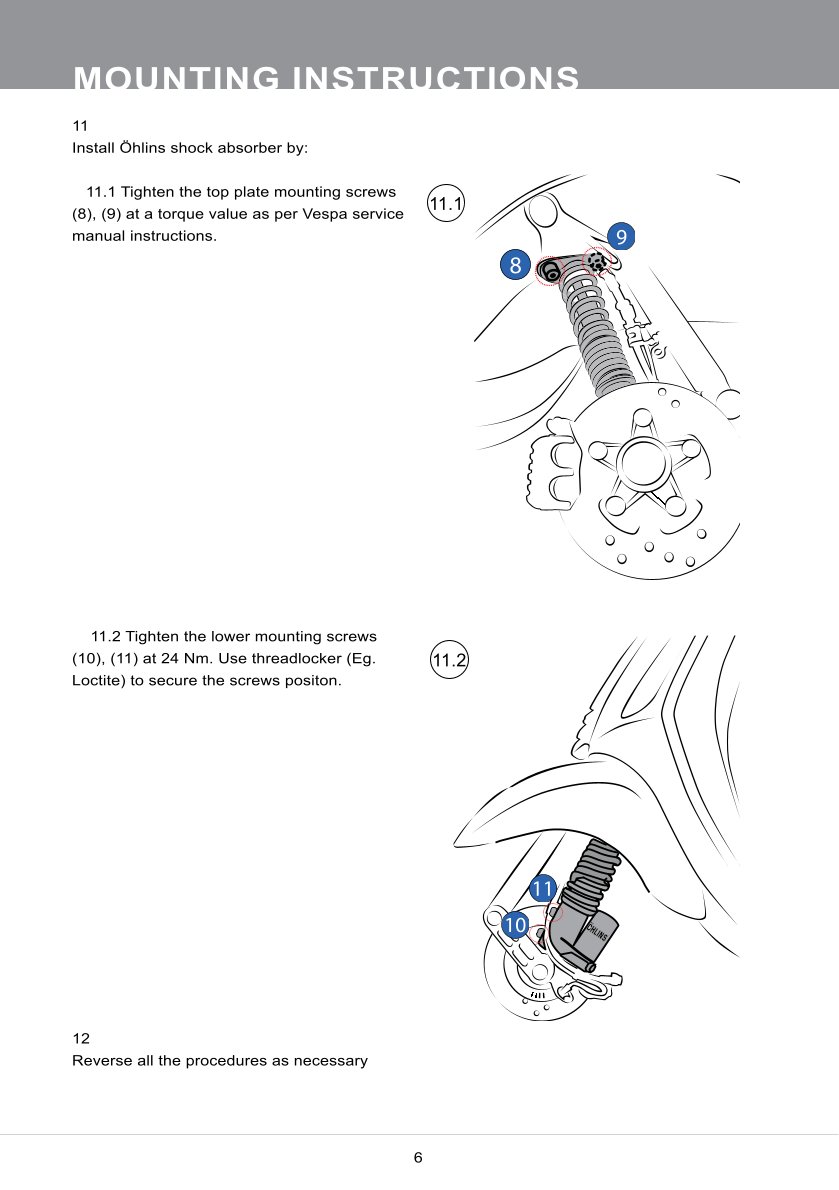 โช้คหน้า OHLINS PI811 For Vespa Sprint 150 ABS 2017-2024