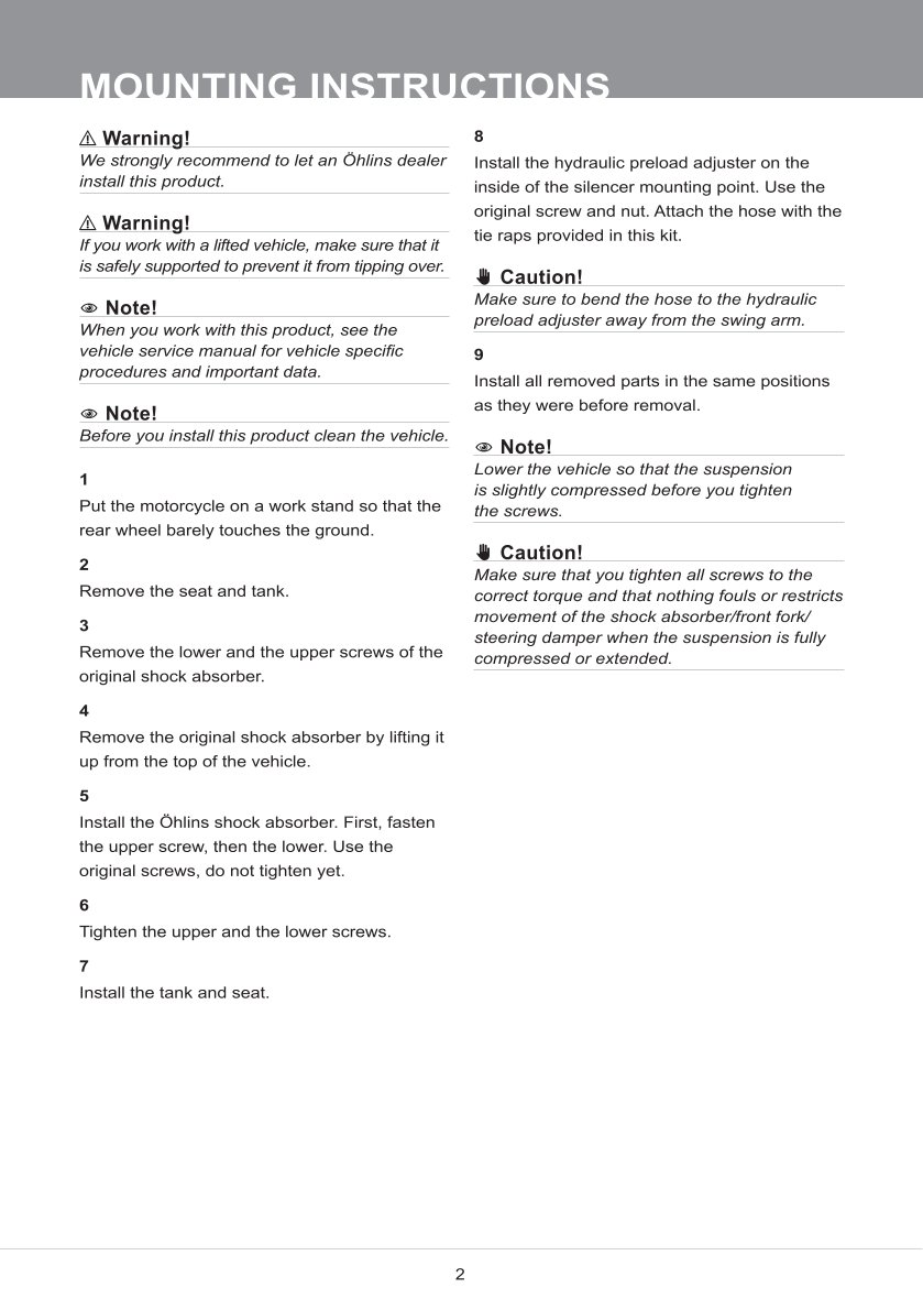 โช๊คหลัง OHLINS Sweden KA360 For Kawasaki ZX-10R 2011-2015