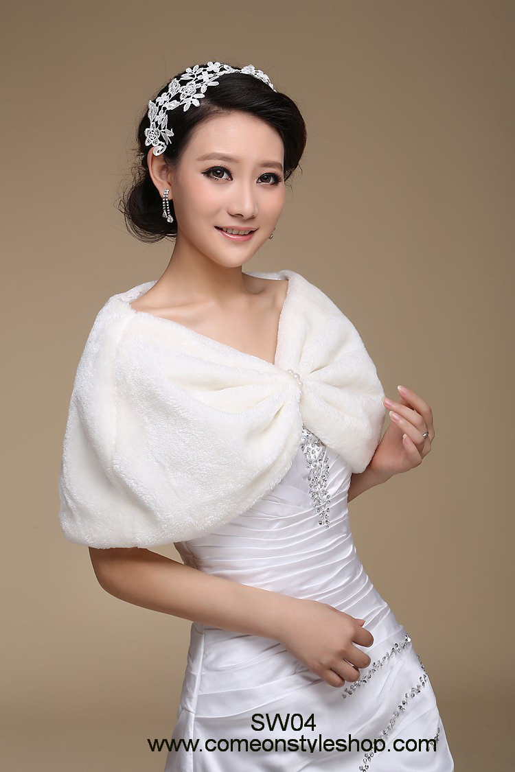 ผ้าคลุมไหล่ขนเฟอร์ สำหรับชุดแต่งงานหรือสวมคู่ชุดราตรี ชุดออกงาน การแสดง Bridal faux fur wedding 