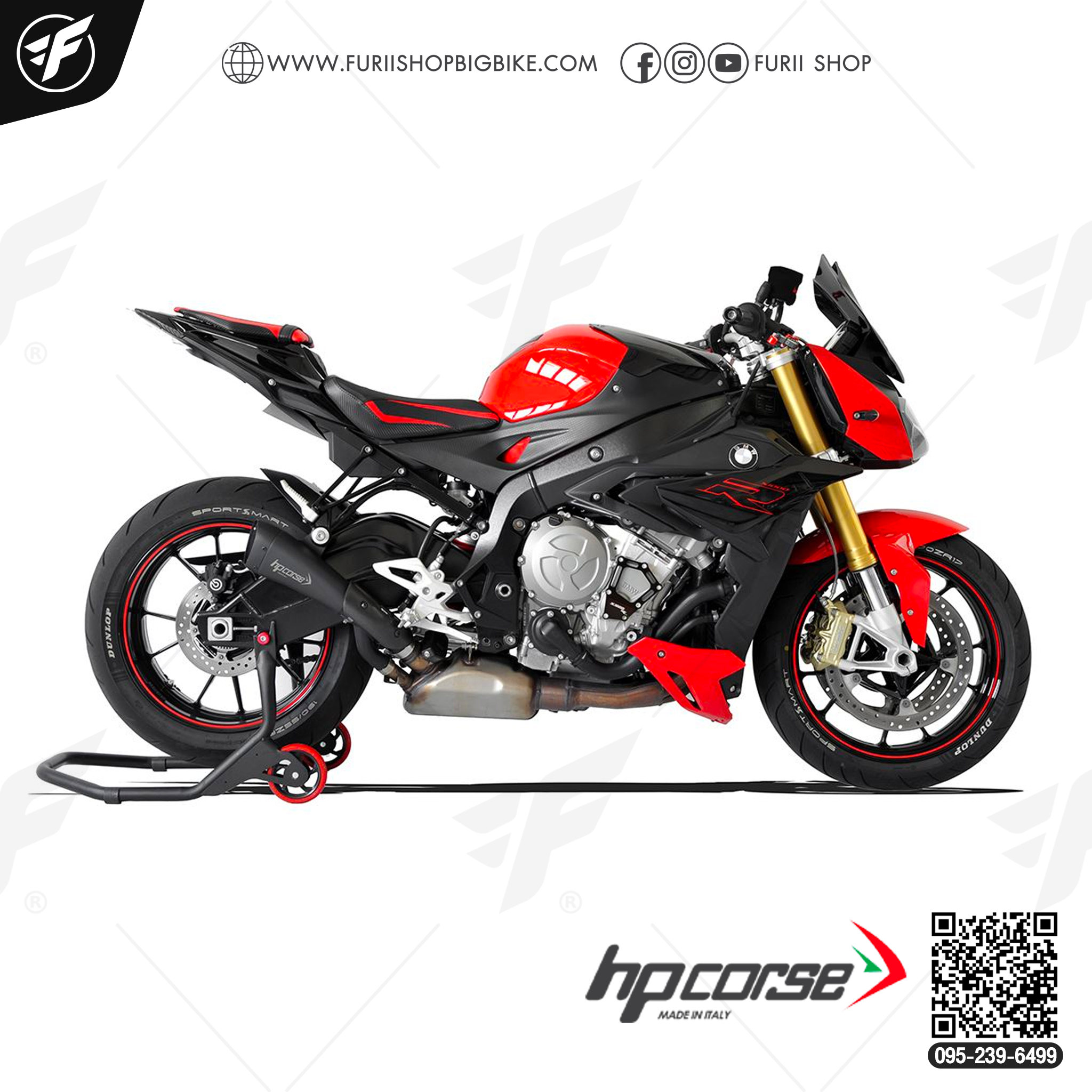 ท่อ HP corse Black Shorty Slip on for BMW S1000R 2014-2016