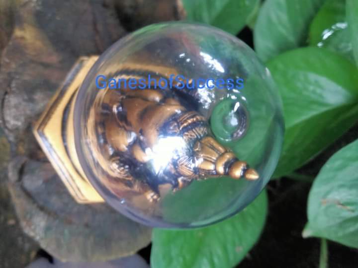 พระพิฆเนศ ปางมหาเศรษฐี ครอบแก้ว ฐาน6เหลี่ยม 12 นักษัตร